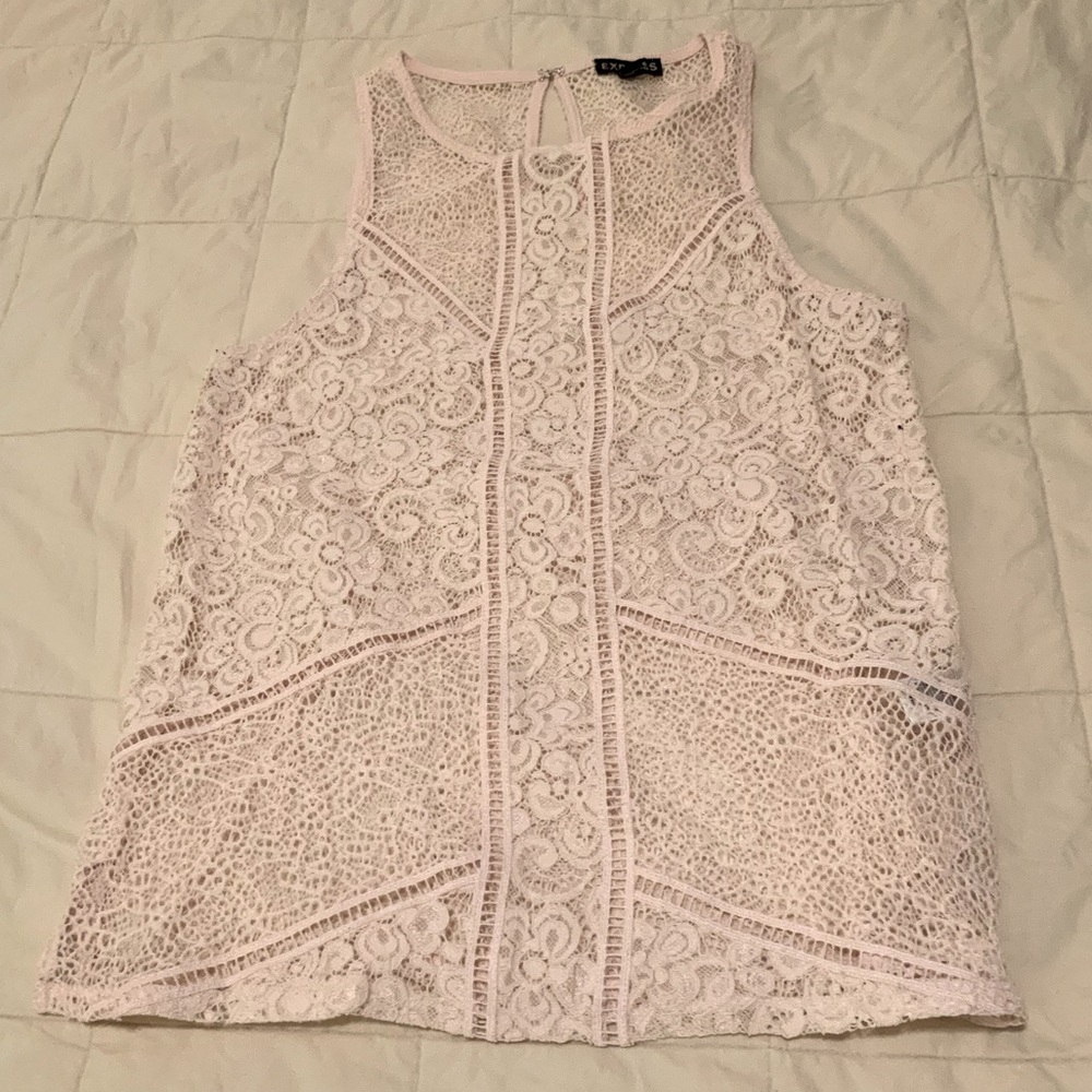 Express Lace Panel Soft Pink Sleeveless Top Size XS
